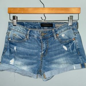 aeropostale medium wash shorty shorts